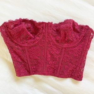 Burgundy lace corset